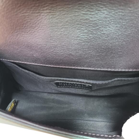 Chanel Purple Mermaid Boy Bag 16C Iridescent Old Medium Classic Quilted Flap CC - Picture 8 of 16